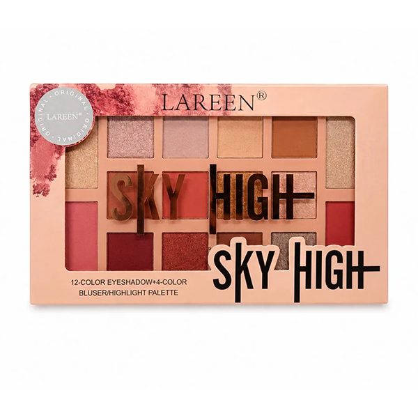 پالت سایه ۱۶ رنگ Lareen مدل Sky High- سایه، رژگونه و هایلایتر