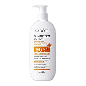 لوسیون ضد آفتاب بدون رنگ صورت و بدن سادور spf90
