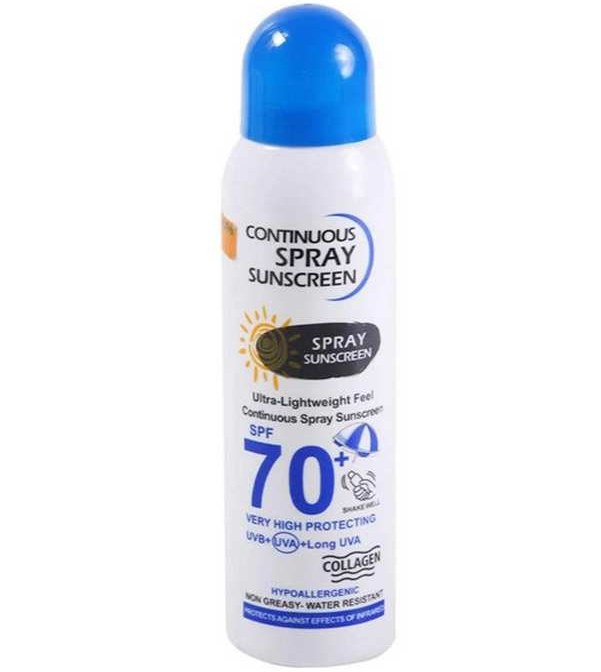 اسپری ضد آفتاب بی رنگ وکالی مدل SPF 70 حجم 230 میل